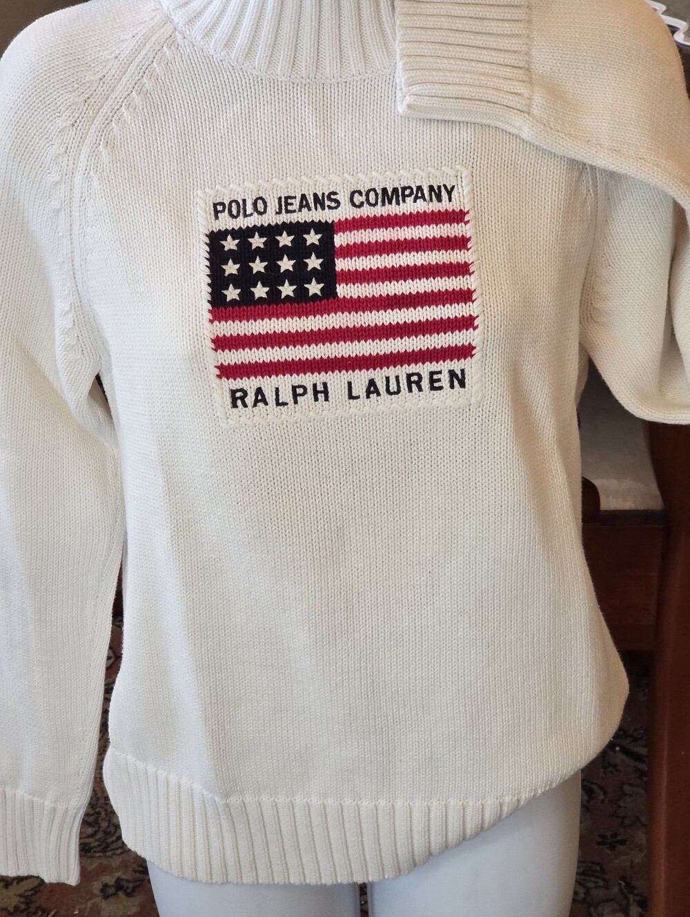 Ralph Lauren Cream American Flag Knit Sweater - Picture 6 of 6